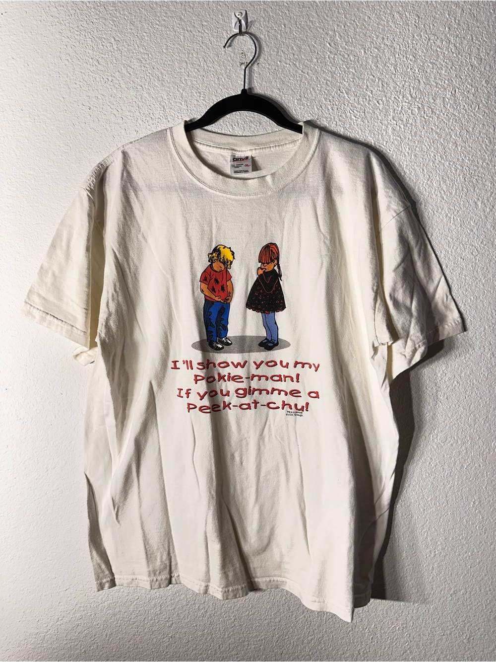Vintage 90s Pokemon Parody T Shirt Mens XL Anvil Pokie-Man Pikachu Graphic Tee